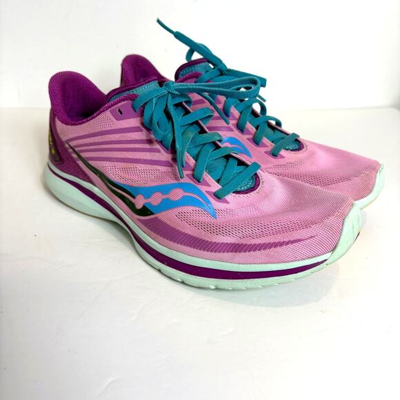 Saucony - Kinvara 12 FormFit Running Sneaker Shoes - Pink/Aqua-Women's Size 9 - Picture 1 of 9
